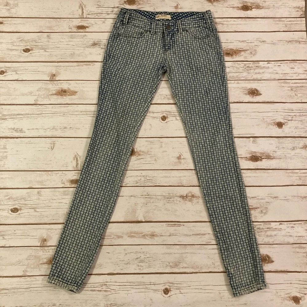Free People Diamond Geometric Print Skinny Jeans Size 24